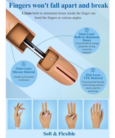 Flexible Silicone Practice Hand for Acrylic Nails with 100PCS White Nail Tips - Buy Online on SooperMarket.com