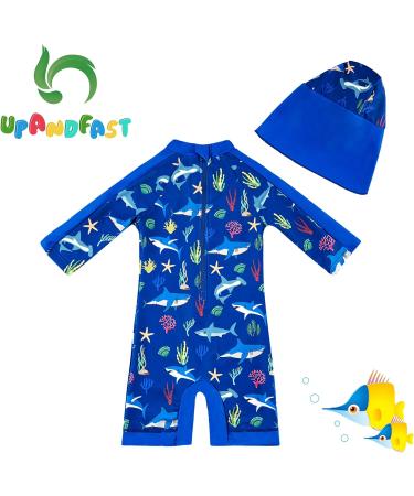 UPF 50+ Shark Print Baby Swimwear with Snap Bottom | 9-12 Months - Buy Online on SooperMarket.com