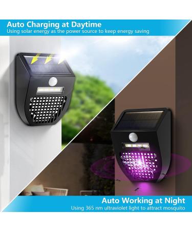 RECHOO Bug Zapper Outdoor 2 Pack - Solar Powered 2-in-1 Bug Mosquito Zapper & Motion Sensor Light - Waterproof Outdoor Fly Trap - Buy Online on SooperMarket.com