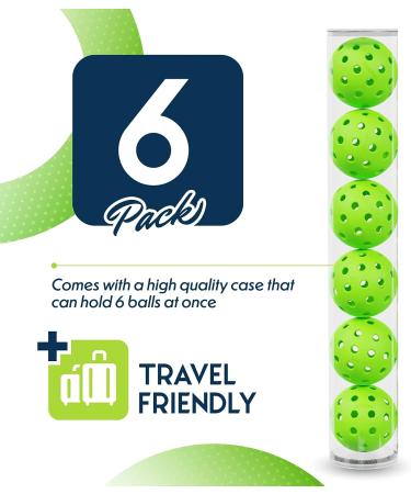Pickleball Ball Set | USAPA Approved Professional Balls for Tournament Play | 6 Pack Green, 40 Holes, Outdoor Court Design - Buy Online on SooperMarket.com