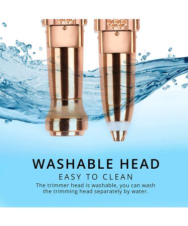 2-in-1 Rechargeable Eyebrow Trimmer & Facial Hair Removal for Women | Painless Hair Shaver with LED Light - Rose Gold - Buy Online on SooperMarket.com