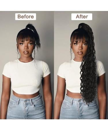 Dark Brown 24 Drawstring Curly Ponytail Extension | Synthetic Clip-In Hair Extensions - 24 Inch 4 - Buy Online on SooperMarket.com