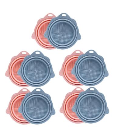 Angoily 10 pcs Foldable Brush Cleaner Mat Makeup Tools powder puff Cosmetics Brush Scrubber Makeup Cleaner wash bowl cleaning pad cleaning bowl cleaning board Cleaner Makeup Brush Cleaner 14.5x14.2cmx5pcs Assorted Colorx5pcs