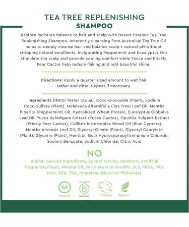 Desert Essence Tea Tree Replenishing Shampoo and Conditioner Bundle - 12.7 Fl Oz - Peppermint & Yucca - Tea Tree Oil - For All Skin Types - Buy Online on SooperMarket.com