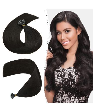 22inch Nano Ring Tip Hair Extensions Pre Bonded 100% Real Hair Extensions 1g/s CoLd Fusion Hair Extensions #1B Natural Black