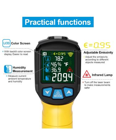 Buy Mestek Infrared Thermometer -50 C to 800 C | Laser IR Pyrometer with K-Probe & LCD Alarm for Kitchen Use - Buy Online on SooperMarket.com