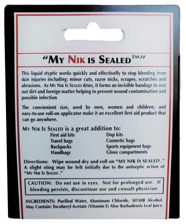 Cosmetically Sealed My Nik Is Sealed Roll-On Liquid Styptic 12ml | Made in USA - Buy Online on SooperMarket.com