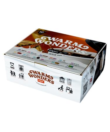 WarmWonders Original - 10 Mugs Hot Drink Set - Coffee and Tea - Includes Assortment of Original Coffee Tea Bags Biscuits Semi Milk Sticks - Airport Security Approved Gift Basket