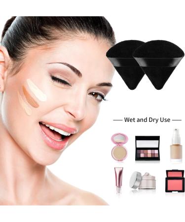 WLLHYF Triangle Powder Puff Set - 6 Piece Soft Velour Makeup Sponges for Mineral Powder, Loose Powder, Wet Dry Foundation - Beauty Tool for Body and Face - Black - Buy Online on SooperMarket.com