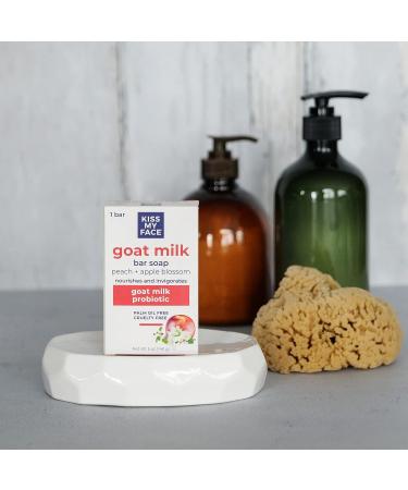 Kiss My Face Goat Milk Bar Soap - Peach + Apple Blossom - Probiotic & Cruelty Free (1-Pack) - Buy Online on SooperMarket.com