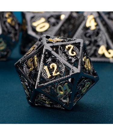 ARUOHHA Hollow DND Metal Dice Set Black Gold Dungeons and Dragons Dice D and D Dice Role Playing Games D+D Polyhedral Dice 7PCS RPG D&D Dice with Gift Box D20 D12 D10 D8 D6 D4 - Buy Online on SooperMarket.com