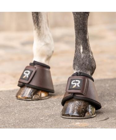Sunride hoof bells (2 Set) - for horses - made of real leather and neoprene - to protect against bale kicks (m (small horse) brown) m (small horse) brown