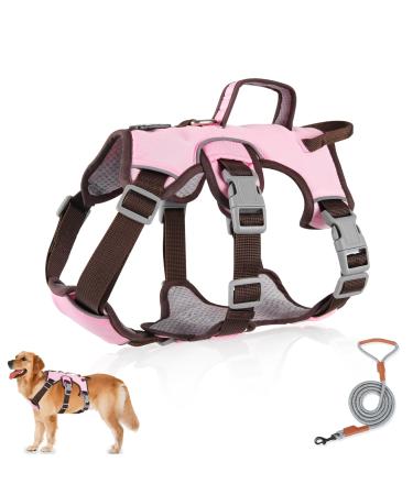 Multi-purpose dog harness with a leash set outbreak-proof anti-train dog harness anti-train dishes dog safety dishes dog harness Small dogs for small medium-sized dogs (pink m) m pink