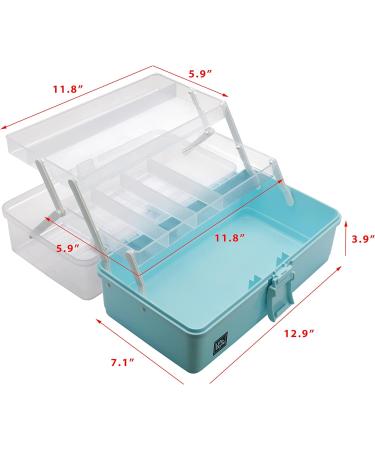 3-Layer Plastic Portable Storage Box - Blue | Multipurpose Organizer for Art, Craft, Cosmetic | Handled Storage Case for Home, School, Office | First Aid Kit Container - Buy Online on SooperMarket.com
