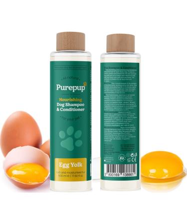 PUREPUP All Natural Nourishing Dog Shampoo & Conditioner 2 in1 with Egg Yolks Sulfate Free Soap Free Free Tearless Moisturizer for Itchy Dry Sensitive Skin Puppy Grooming Big Size Package