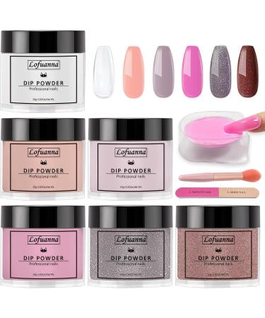 Lofuanna 6 Colors Dip Powder Nail Kit Starter - Professional Dipping Kit for French Dip Manicure - Nail Art Design Set for All Seasons - Buy Online on SooperMarket.com