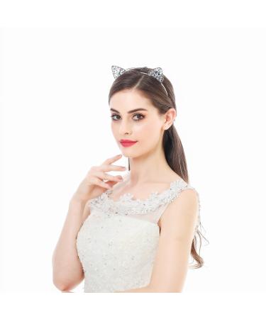 AWAYTR Crystal Cat Ears Hair Hoop Headband - Floral Hair Accessories for Women and Girls | Perfect Christmas Gift - Buy Online on SooperMarket.com
