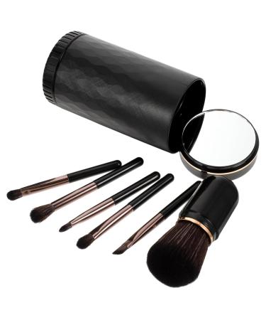Mikinona 1 Set Makeup Brush Set Makeup Brushes Set with Holder & Lid Make up Brush Makeup Brush Organizer for Vanity Brush Holder with Lid Cosmetic Brush Handle Brush Travel The Face Wool Medium Black