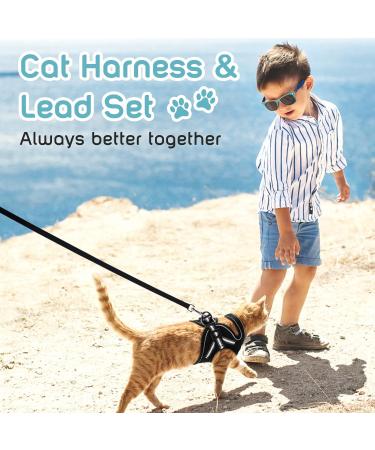 AOKCATS Escape Proof Cat Harness and Leash Set - Reflective Strips, Adjustable Comfort - Small Cat, Kitten - Black, Medium - Buy Online on SooperMarket.com