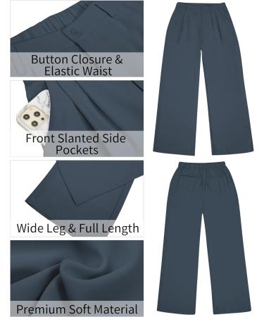 Vetinee High Waisted Wide Leg Casual Dress Pants with Pockets - Folkstone Gray - Buy Online on SooperMarket.com