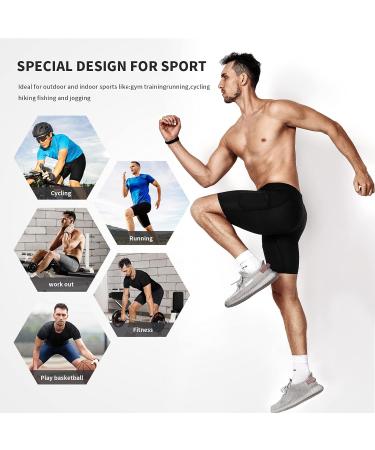 Niksa Men's Compression Shorts 3 Pack with Pockets - Large Black - Running, Workout, Fitness - Buy Online on SooperMarket.com