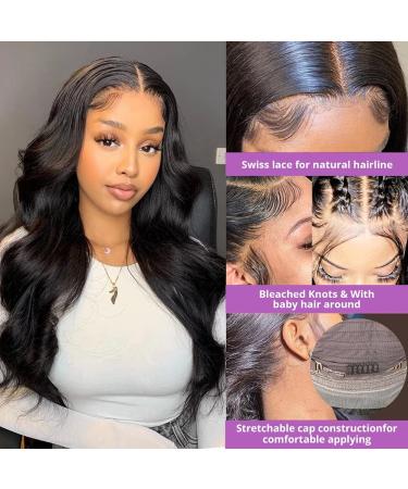 30 HD Transparent Lace Front Wig - Brazilian Body Wave for Black Women | 180% Density, Pre-Plucked, Natural Black Hair - Buy Online on SooperMarket.com