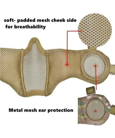 MH Tactical Fast Helmet with Foldable Ear Protection, Half Face Mesh Mask and Goggles Set - CP | Ideal for Airsoft, Paintball, CS Game - Buy Online on SooperMarket.com