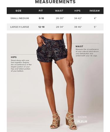 Conceited High Waisted Flowy Shorts with Pockets, 4-Way Stretch - 4 Inseam Harem Style for Women (Fleur S-M) - Buy Online on SooperMarket.com