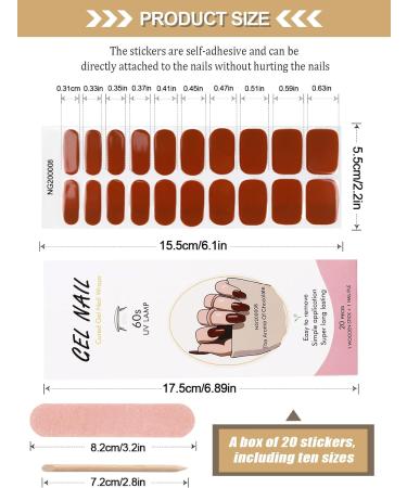 Kalolary 20PCS Dark Red Gel Nail Polish Strips - Self-Adhesive Wraps with File and Stick | UV/LED Lamp Required - Buy Online on SooperMarket.com