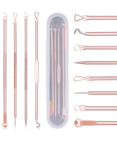 Ducare blackhead remover comedone squeezer set 4 pieces professional extraction pen set for removing acne pimples Comedon extractor for facial care with case (gold)
