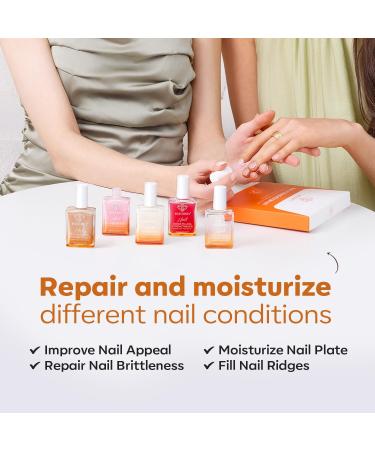 Modelones 15ml 8-in-1 Nail Strengthener & Ridge Filling Base Coat Nail Polish Repair Kit Nail Growth Treatment for Thin and Damaged Nails Gold Glow - Buy Online on SooperMarket.com
