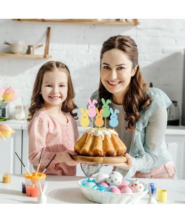 Whaline 60Pcs Easter Cupcake Topper Double-Sided Easter Bunny Cupcake Picks Colorful Rabbit Food Picks for Easter Spring Party Supplies Cake Decorations - Buy Online on SooperMarket.com