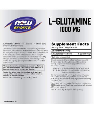 Now Foods L-Glutamine Double Strength 1000mg 120 Capsules - 2 Pack - Buy Online on SooperMarket.com