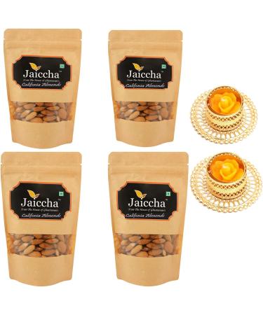 Jaiccha Ghasitaram Diwali Gifts Dryfruit - American/ Califonia Almonds 800 GMS in Brown Paper Pouch with 2 T-Lites - Buy Online on SooperMarket.com