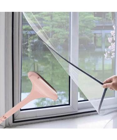 Glass Screen Scraper - Glass Cleaning Scraper | Reusable Glass Cleaner Tool Mesh Screen Cleaner Washing Equipment for Wardrobes Sofa Countertops Cabinets Screen Puchen Pink - Buy Online on SooperMarket.com