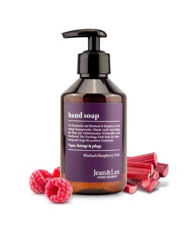 Moisturizing Liquid Hand Soap by Jean&Len with Rhubarb Raspberry scent  for soft and clean hands  silicone and paraben free with natural ingredients  vegan  8.4 Fl. Oz. Rhubarb Raspberry 8.4 Fl Oz (Pack of 1)