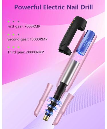 Buy SENMO Cordless Electric Nail Drill - Professional Rechargeable Nail File for Acrylic & Gel Nails - Portable Efile Nail Kit for Home Salon - Pink - Buy Online on SooperMarket.com