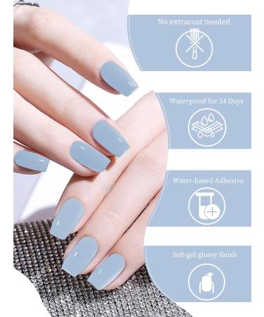 Kalolary 32PCS Cured Gel Nail Polish Strips Adhesive Full Wrap Gel Nail Art Sticker Waterproof Gel Nail Wrap Stickers with Nail File and Stick(UV/LED Lamp Required) (Grey) - Buy Online on SooperMarket.com