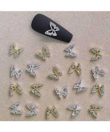 20Pcs Alloy Butterfly Nail Charms - 3D Metal Rhinestones for Acrylic Nails | Shiny Crystal Nail Art Gems for DIY Manicure - Women's Nail Decoration Supplies - Buy Online on SooperMarket.com