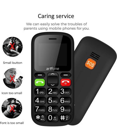 Artfone CS181 Senior Cell Phone - Large Button Dual SIM Mobile with Emergency Button | Contract-Free GSM Phone for Seniors | Includes Black Charger - Buy Online on SooperMarket.com