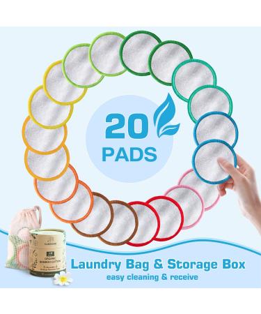 Samtone Reusable Makeup Remover Pads 20 Pack with Laundry Bag - Organic Face Cleansing Rounds for Toner - Washable Eco-Friendly Bamboo Cotton Pads (8cm) - Buy Online on SooperMarket.com