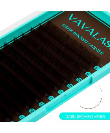 VAVALASH Dark Brown Eyelash Extensions | 0.03mm to 0.07mm Volume Lashes | C D Curl Mixed Lengths 8-15mm | Premium Colored Lash Extensions - Buy Online on SooperMarket.com