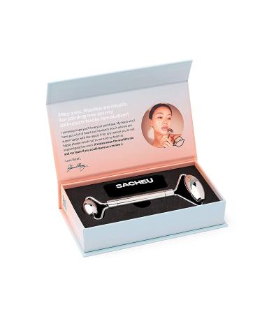 SACHEU Stainless Steel Facial Roller - Reduce Puffiness, Inflammation & Boost Circulation - Dual Sided Metal Face Roller for Cooling Massage - Includes Travel Pouch - Buy Online on SooperMarket.com