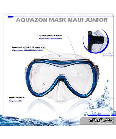 Aquazon Maui Children's Diving Goggles - Extra Clear Tempered Glass Soft Silicone - Ages 7-12 - Buy Online on SooperMarket.com