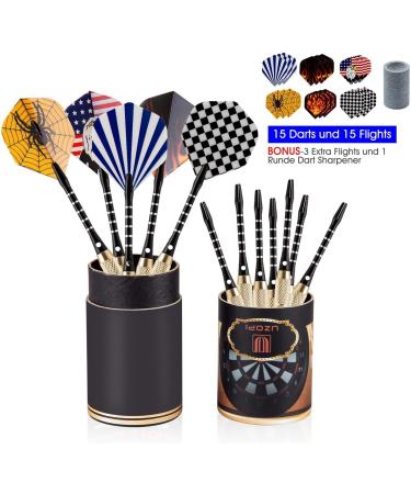 UZOPI 15 Pack Steel Tip Darts Set 18g with Sharpener & Extra Flights - Aluminum Shafts, Brass Barrels - Ideal for Rec Rooms, Man Caves, Bars & Game Rooms - Buy Online on SooperMarket.com