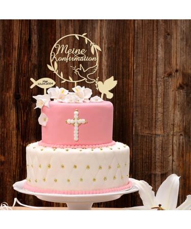 Shop 3PCS Cake Topper Communion | Wood Baptism & Confirmation Decor for Young Girls - Buy Online on SooperMarket.com