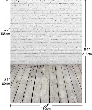 5x7FT White Brick Wall with Wooden Floor Photography Backdrop for Newborn Photoshoot - Buy Online on SooperMarket.com