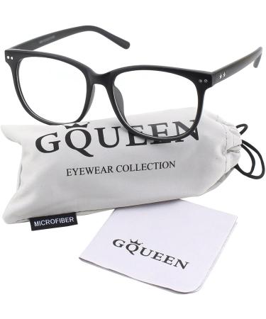 GQUEEN Large Frame Horn Glasses - Stylish UV400 Nerd Glasses for Men & Women - Prescription-Free Matt Black - Buy Online on SooperMarket.com