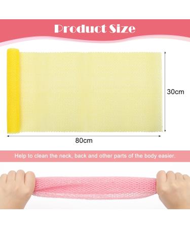 Windspeed 2Pcs African Body Exfoliating Net | Long Deep Cleaning Bath Sponge | Skin Smoother for Women Men | Shower Stocking Stuffer (80x30cm) | Yellow Pink - Buy Online on SooperMarket.com