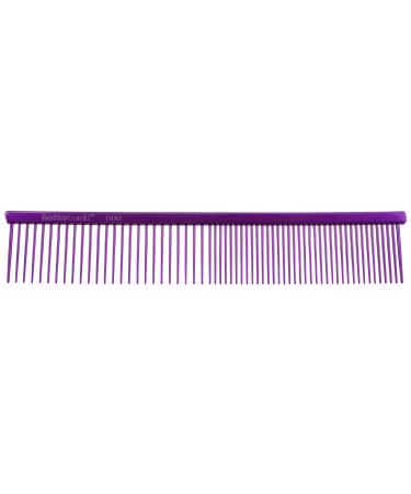 Chris Christensen 000 7.5 in. Greyhound Style Fine/Coarse Colored Butter Comb, Groom Like a Professional, Rounded Corners Prevent Friction and Breakage, Solid Brass Spin with Steel Teeth, Chrome Finish, Purple